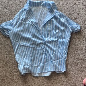 Blue Striped Women's Pajama Top